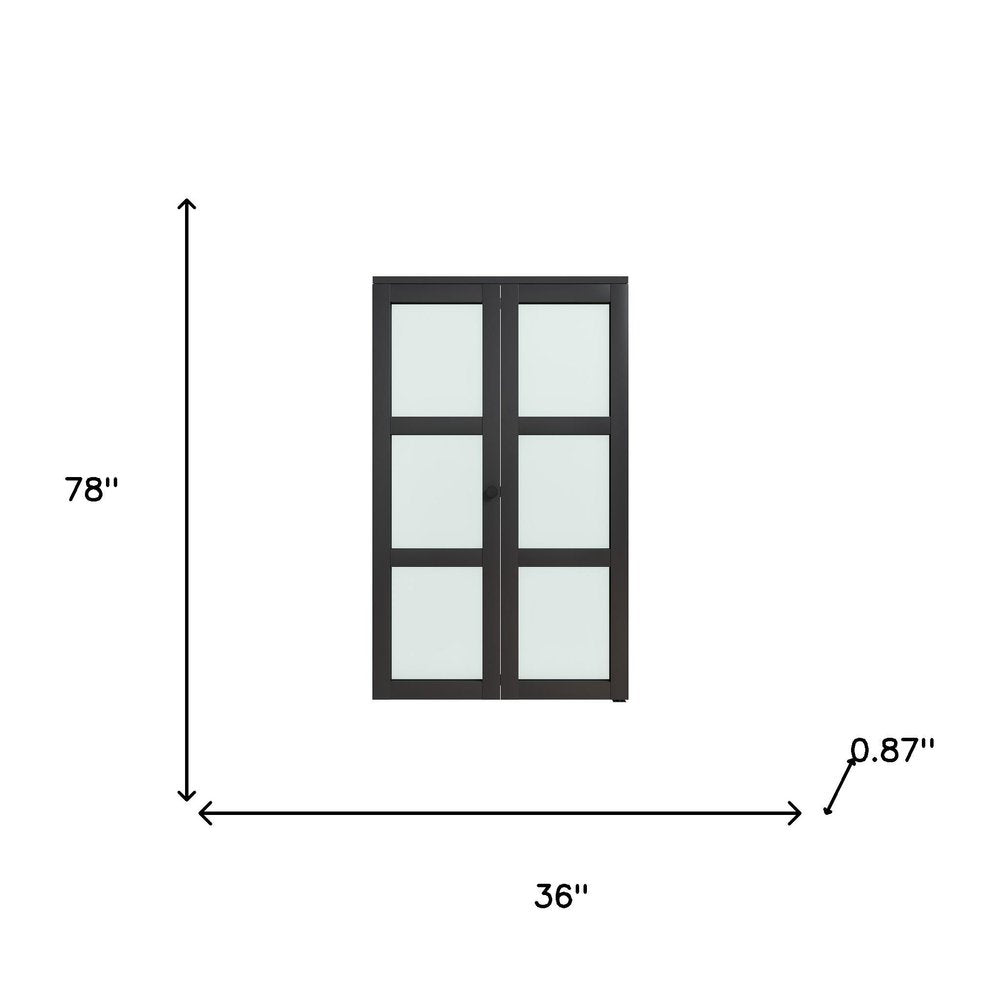 Set Of Two 78" X 36" Black Glass Bi-Fold Door — view 4