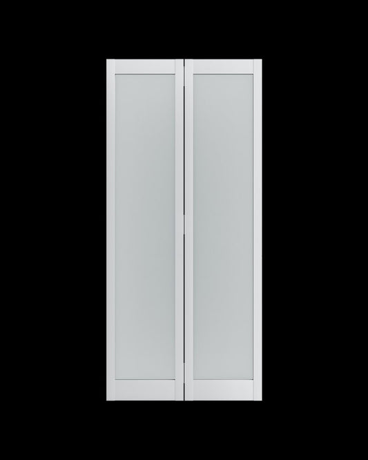 Set Of Two 78" X 30" White Glass Bi-Fold Door