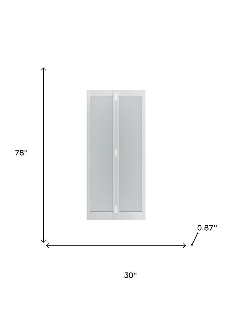 Set Of Two 78" X 30" White Glass Bi-Fold Door — view 3