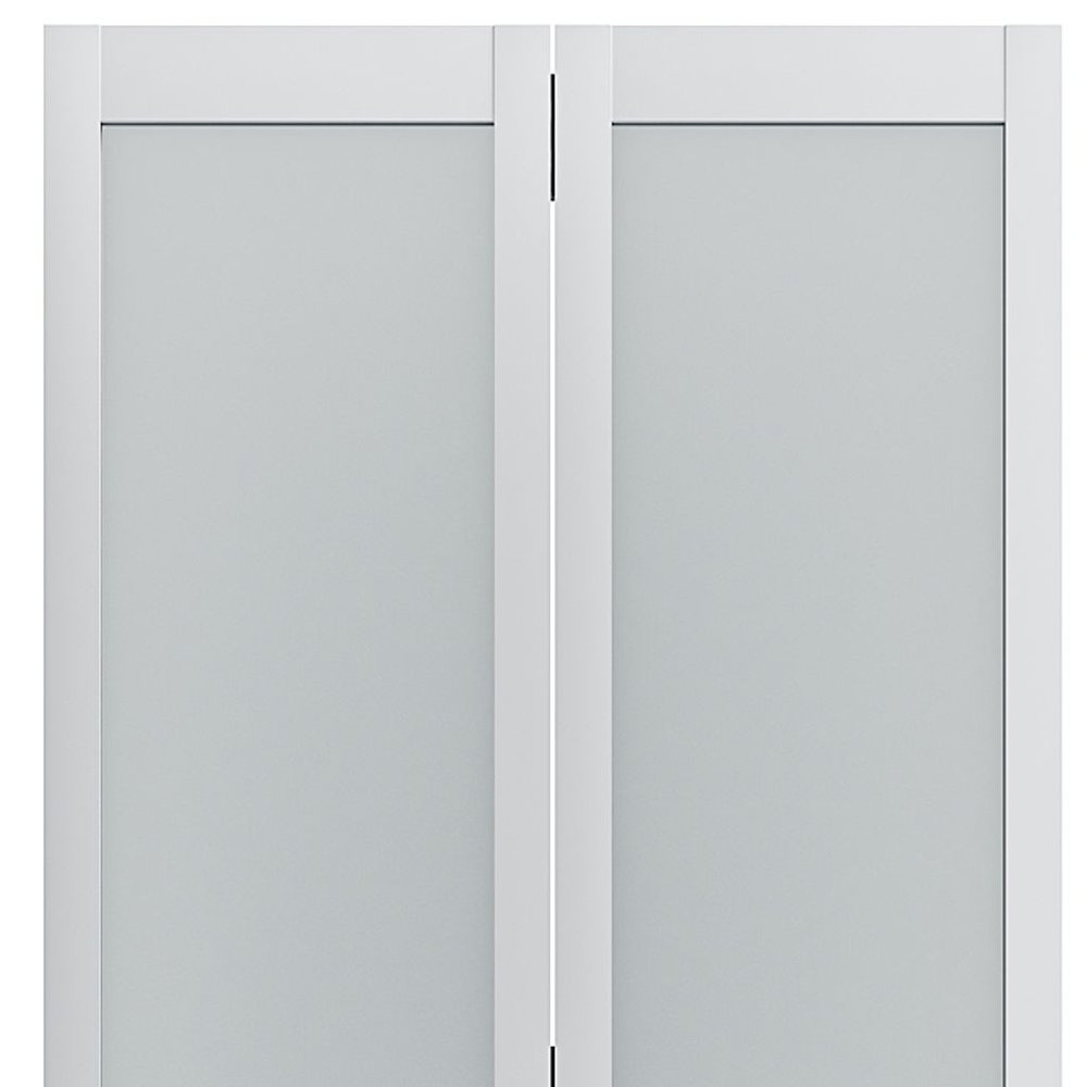 Set Of Two 78" X 30" White Glass Bi-Fold Door — view 2