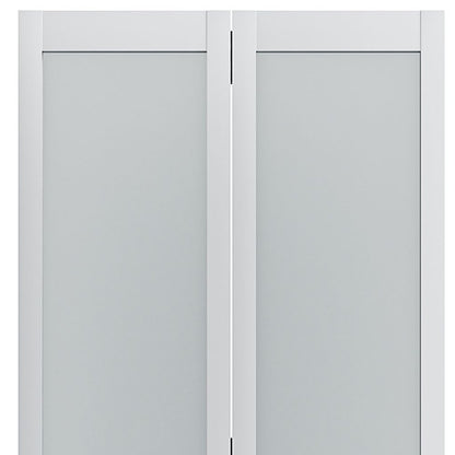 Set Of Two 78" X 30" White Glass Bi-Fold Door