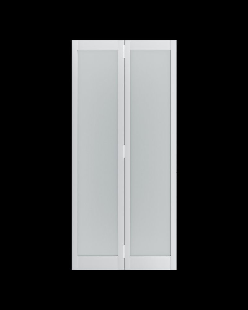 Set Of Two 78" X 42" White Glass Bi-Fold Door — view 1
