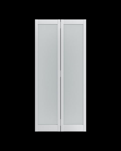 Set Of Two 78" X 42" White Glass Bi-Fold Door