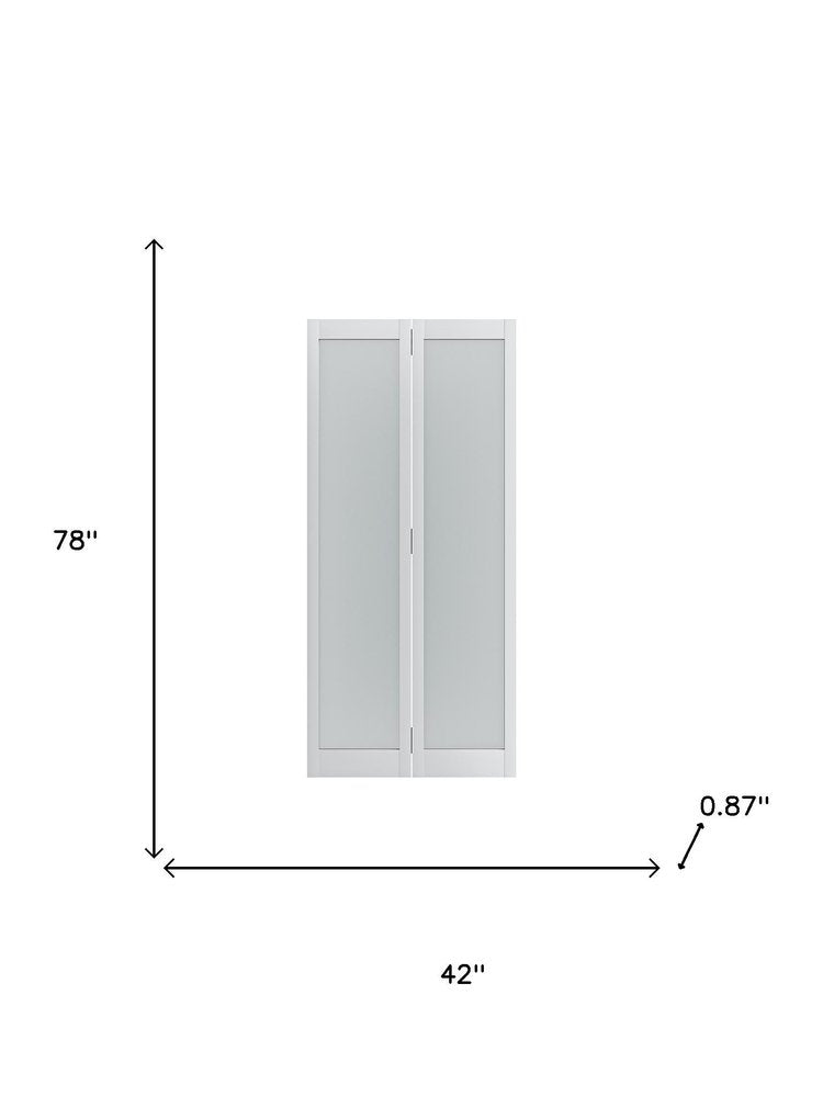 Set Of Two 78" X 42" White Glass Bi-Fold Door — view 3