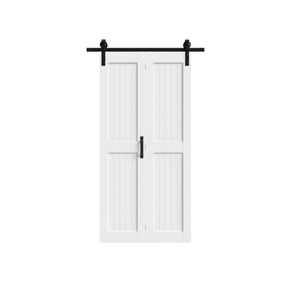 Set Of Two 84" X 32" White Wood Bi-Fold Door