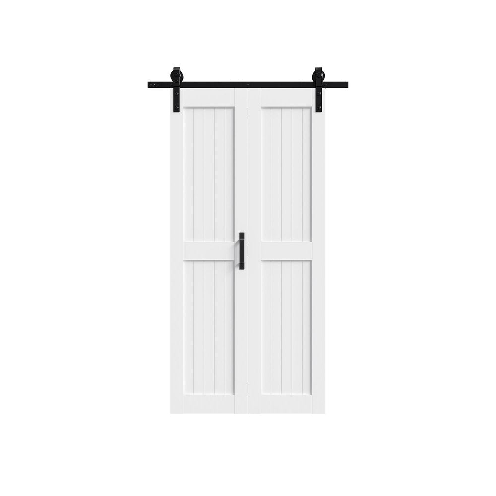 Set Of Two 84" X 32" White Wood Bi-Fold Door HomeRoots