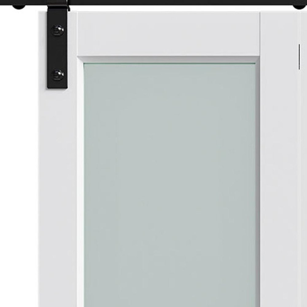 Set Of Two 84" X 40" White Glass Bi-Fold Door — view 2