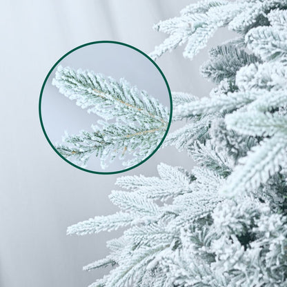 6.5' White Pre Lit Full Flocked Pine Christmas Tree With Decorations HomeRoots