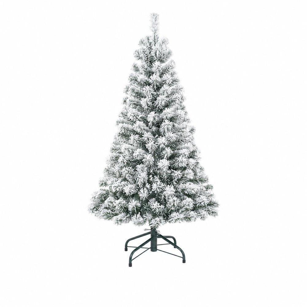 4' White Full Flocked Fir Christmas Tree With Decorations HomeRoots