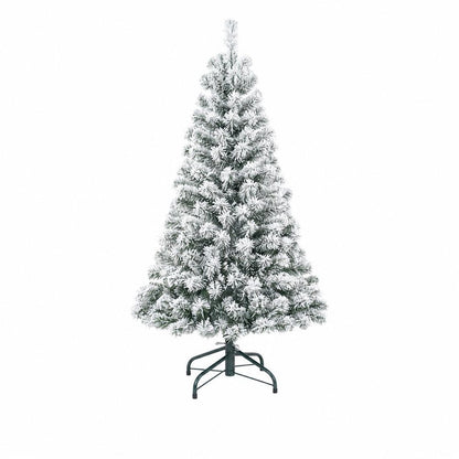 4' White Full Flocked Fir Christmas Tree With Decorations HomeRoots