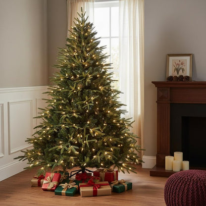 6.5' Pre Lit Full Pine Christmas Tree With Decorations HomeRoots