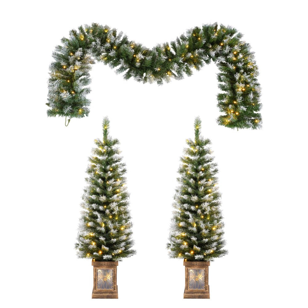 4' White Pre Lit Full Tropical Christmas Tree With Decorations HomeRoots
