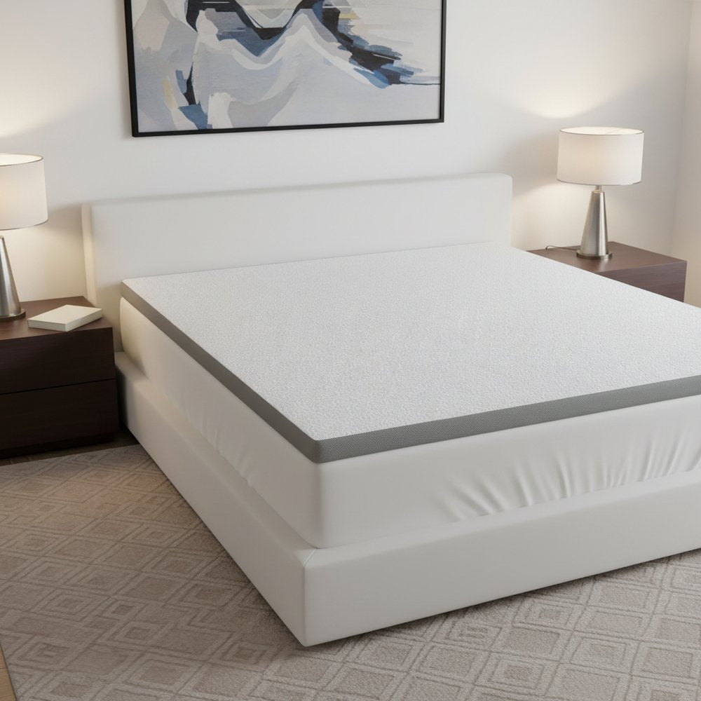 White Gel Memory Foam Cooling Water Resistant Queen Mattress Topper HomeRoots
