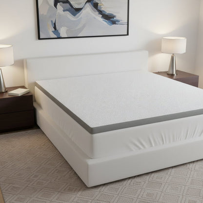 White Gel Memory Foam Cooling Water Resistant Queen Mattress Topper HomeRoots
