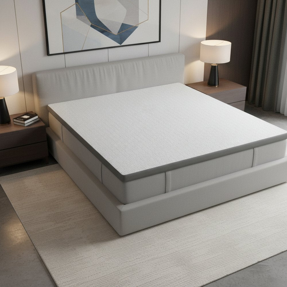 White Gel Memory Foam Cooling Water Resistant Queen Mattress Topper HomeRoots