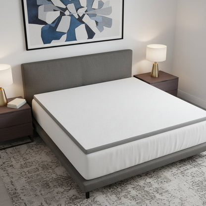 White Gel Memory Foam Cooling Water Resistant Queen Mattress Topper HomeRoots