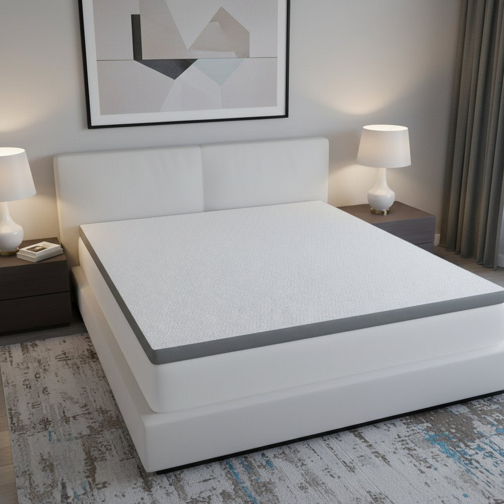 White Gel Memory Foam Cooling Water Resistant Queen Mattress Topper HomeRoots