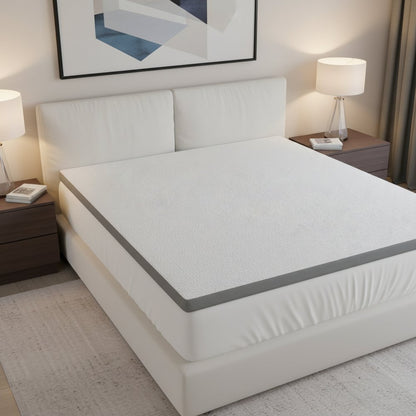 White Gel Memory Foam Cooling Water Resistant Queen Mattress Topper HomeRoots