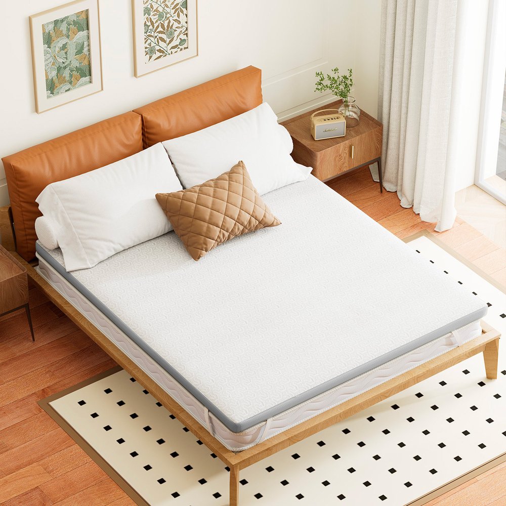 White Gel Memory Foam Cooling Water Resistant Queen Mattress Topper HomeRoots