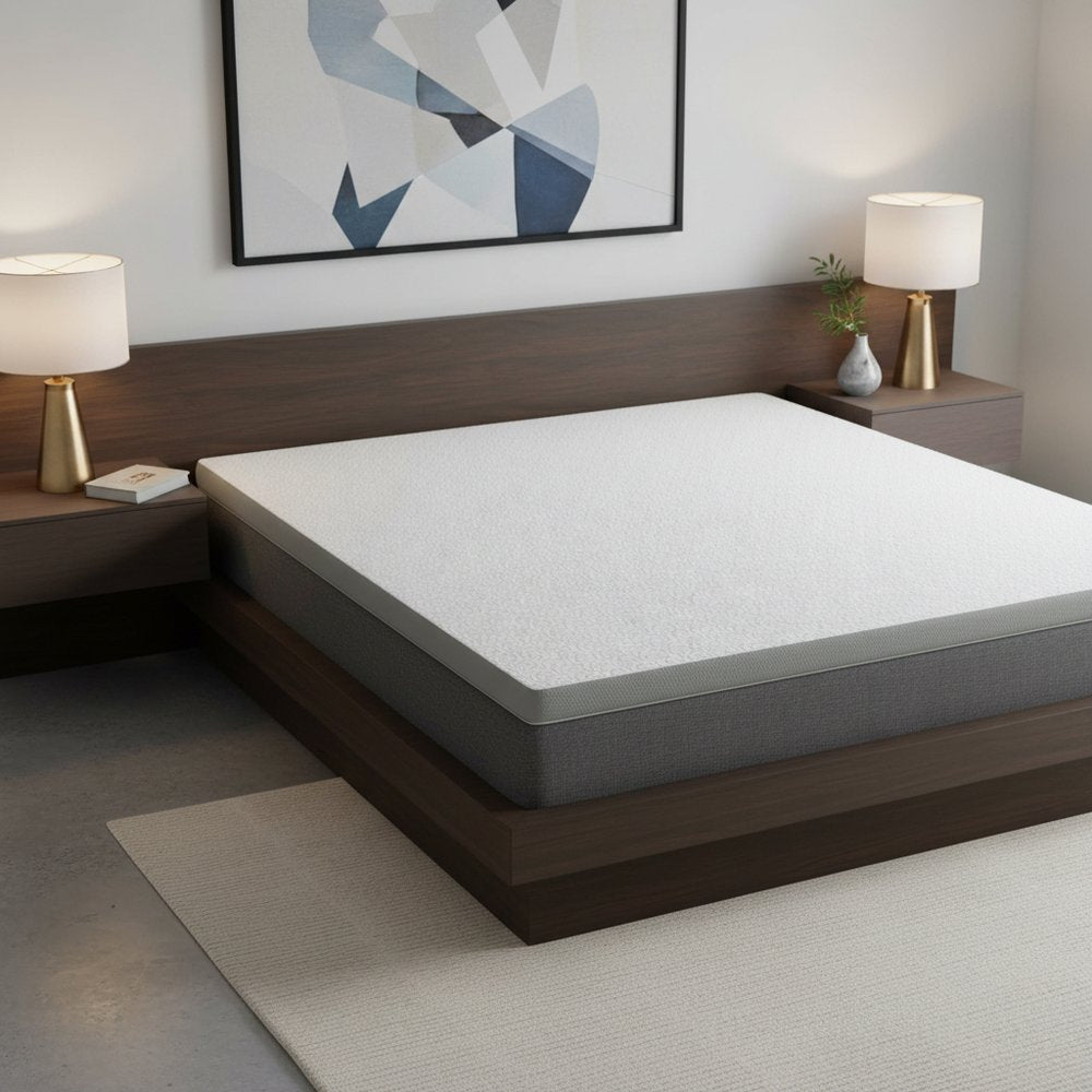 White Gel Memory Foam Cooling Water Resistant Queen Mattress Topper HomeRoots