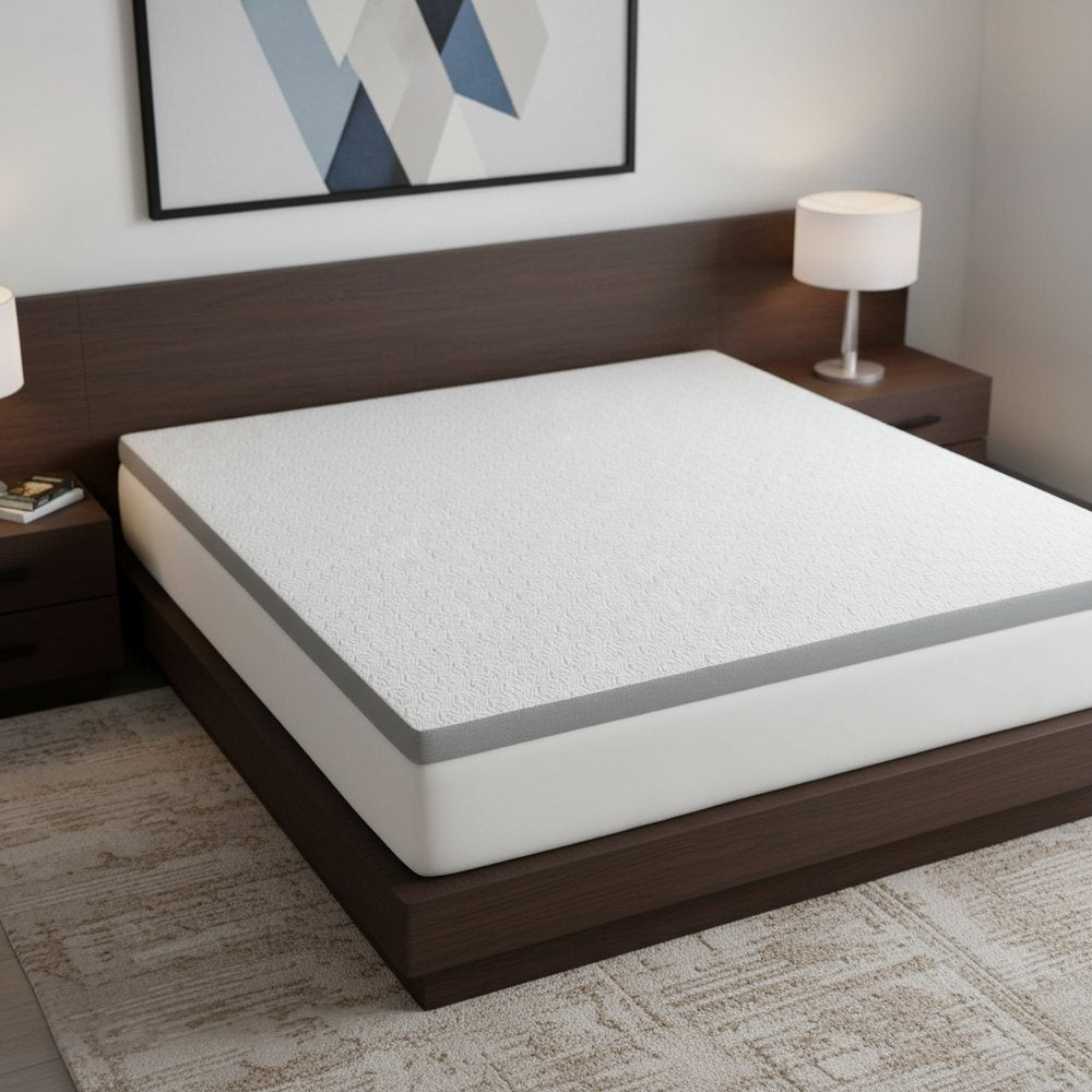 White Gel Memory Foam Cooling Water Resistant Queen Mattress Topper HomeRoots