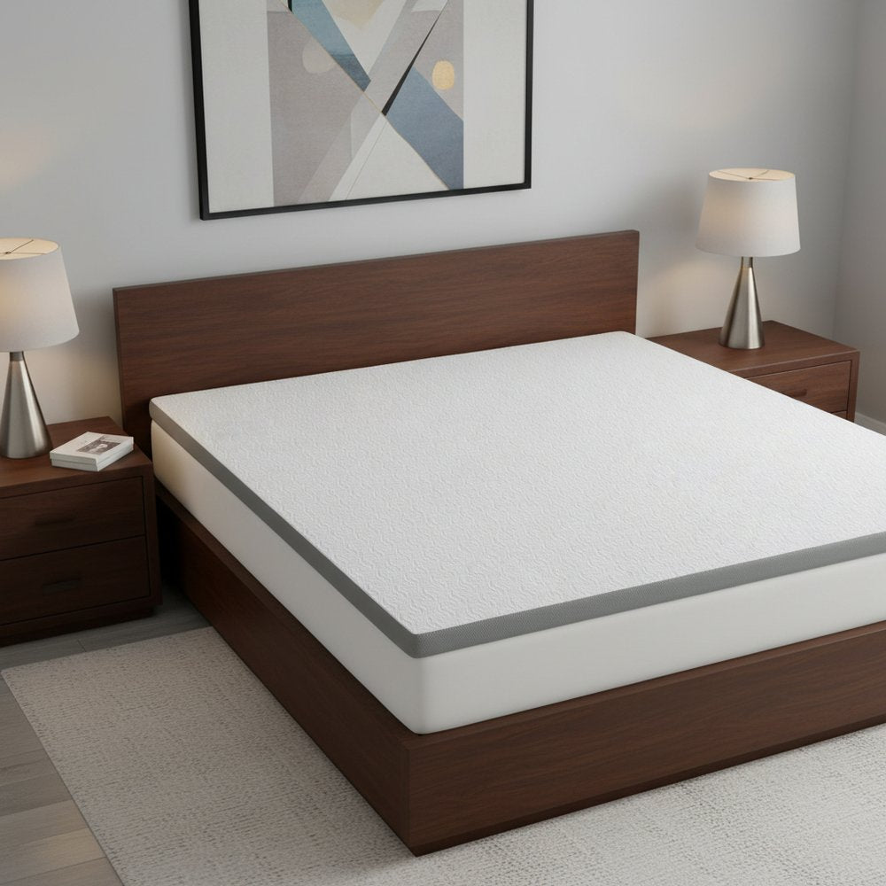 White Gel Memory Foam Cooling Water Resistant Queen Mattress Topper HomeRoots