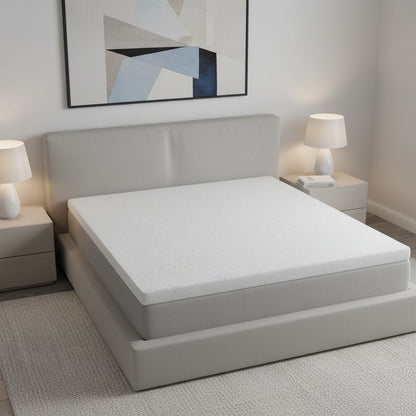 White Gel Memory Foam Cooling Water Resistant Queen Mattress Topper HomeRoots