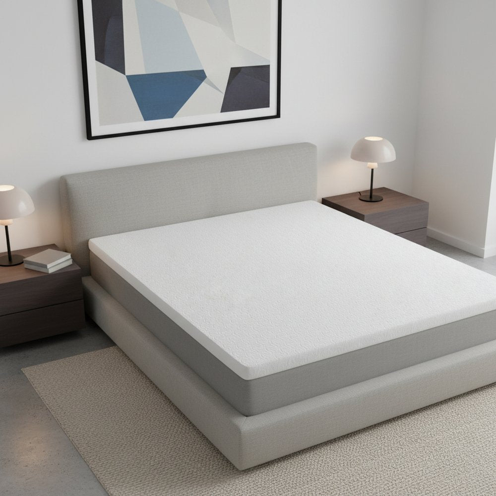 White Gel Memory Foam Cooling Water Resistant Queen Mattress Topper HomeRoots