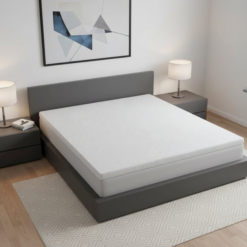 White Gel Memory Foam Cooling Water Resistant Queen Mattress Topper HomeRoots