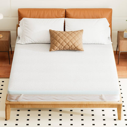 White Gel Memory Foam Cooling Water Resistant Queen Mattress Topper HomeRoots