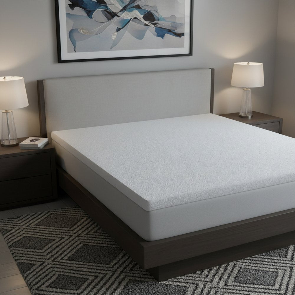 White Gel Memory Foam Cooling Water Resistant Queen Mattress Topper HomeRoots