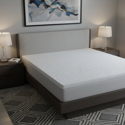White Gel Memory Foam Cooling Water Resistant Queen Mattress Topper HomeRoots