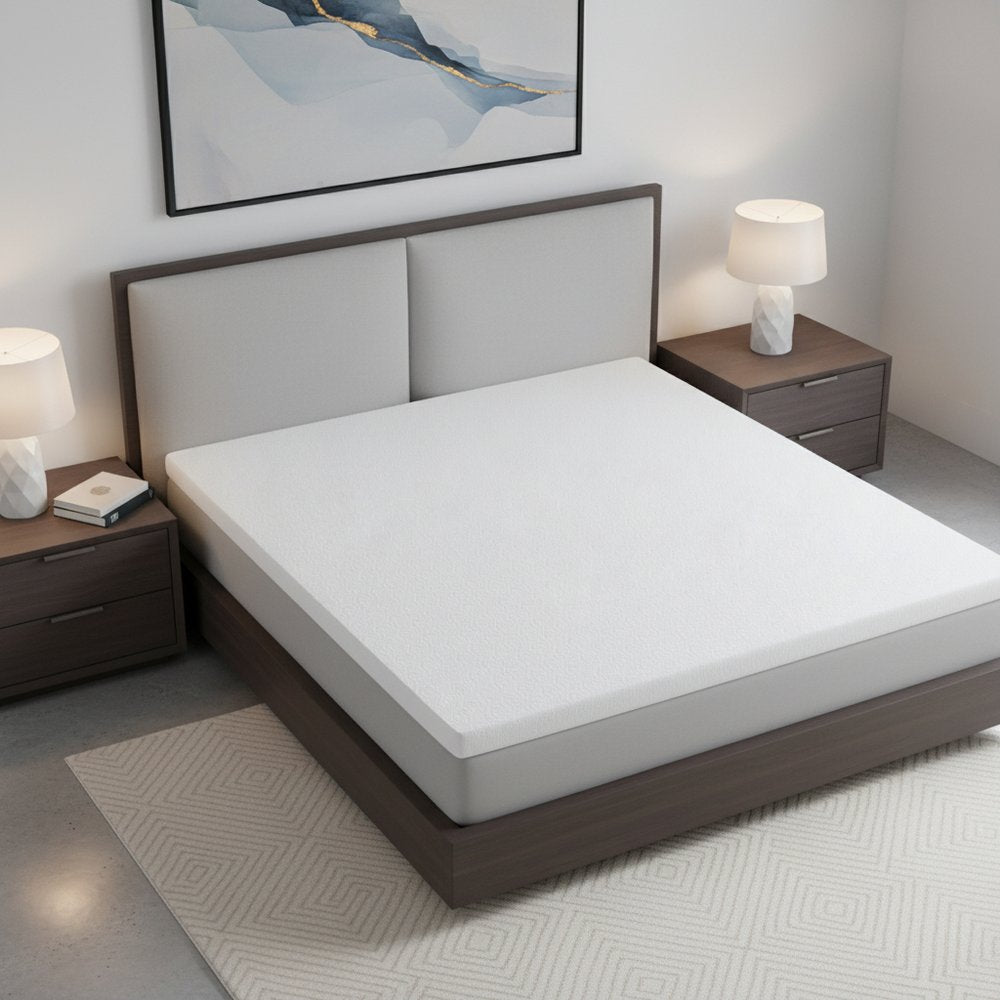 White Gel Memory Foam Cooling Water Resistant Queen Mattress Topper HomeRoots
