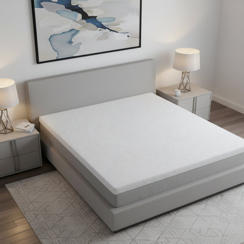 White Gel Memory Foam Cooling Water Resistant Queen Mattress Topper HomeRoots