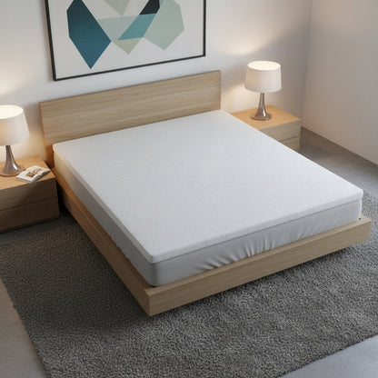 White Gel Memory Foam Cooling Water Resistant Queen Mattress Topper HomeRoots