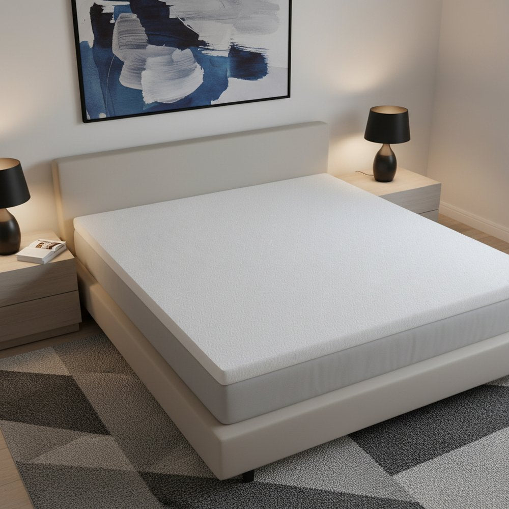 White Gel Memory Foam Cooling Water Resistant Queen Mattress Topper HomeRoots