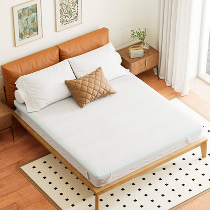 White Gel Memory Foam Cooling Water Resistant Queen Mattress Topper HomeRoots
