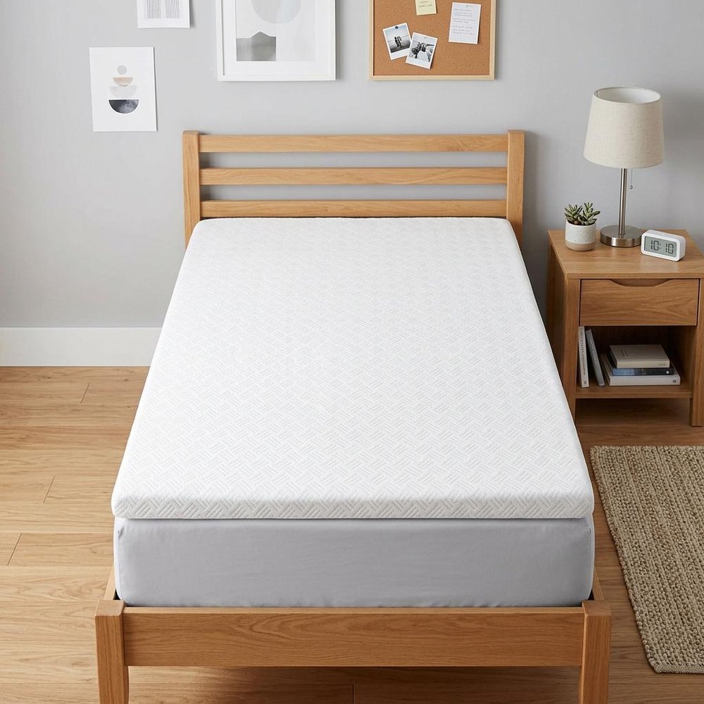 4" White Memory Foam Twin Mattress Topper HomeRoots
