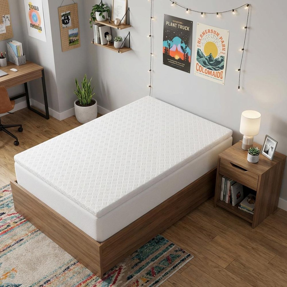 4" White Memory Foam Twin Mattress Topper HomeRoots