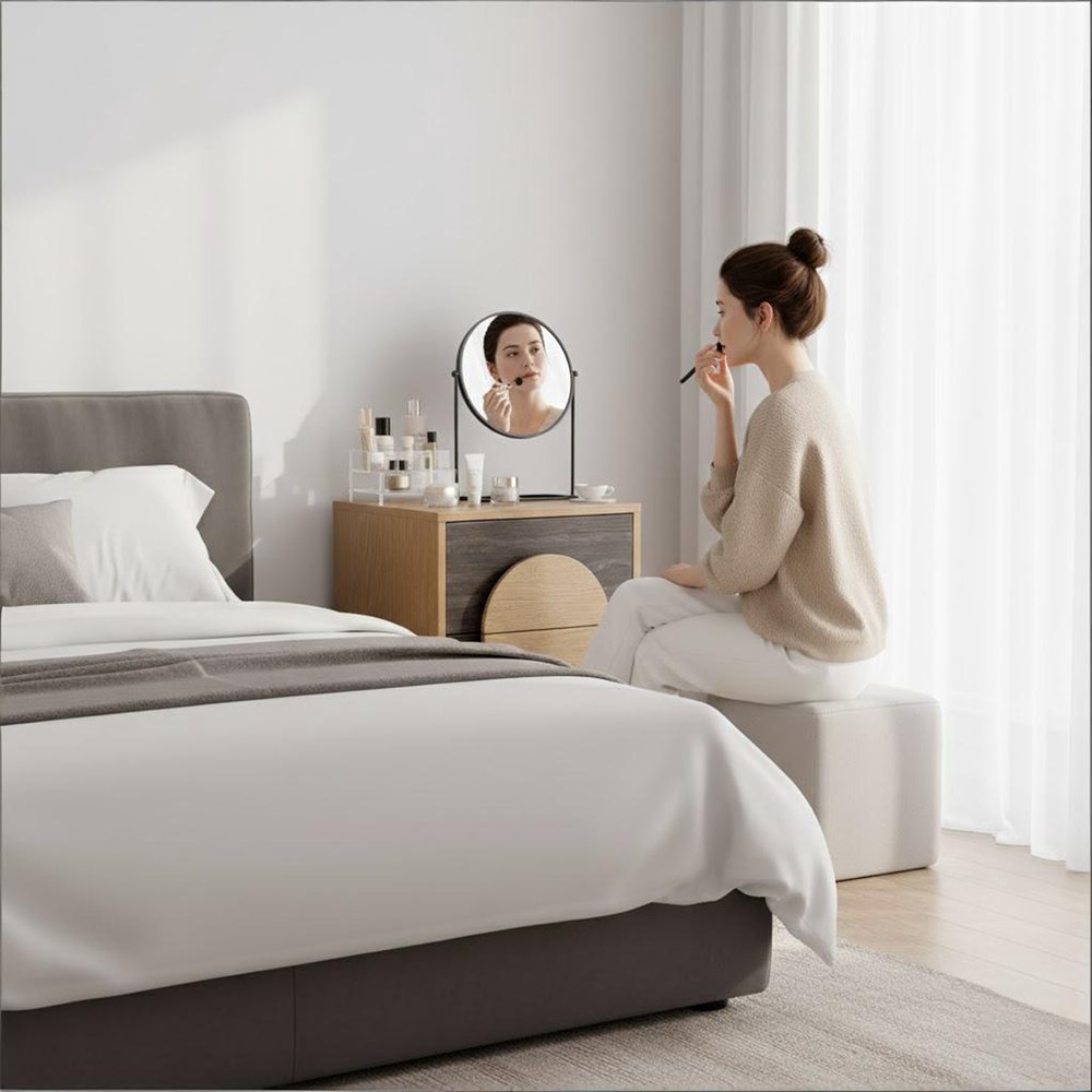 21" Oak And Dark Brown Solid Wood Square Two Drawer Nightstand HomeRoots