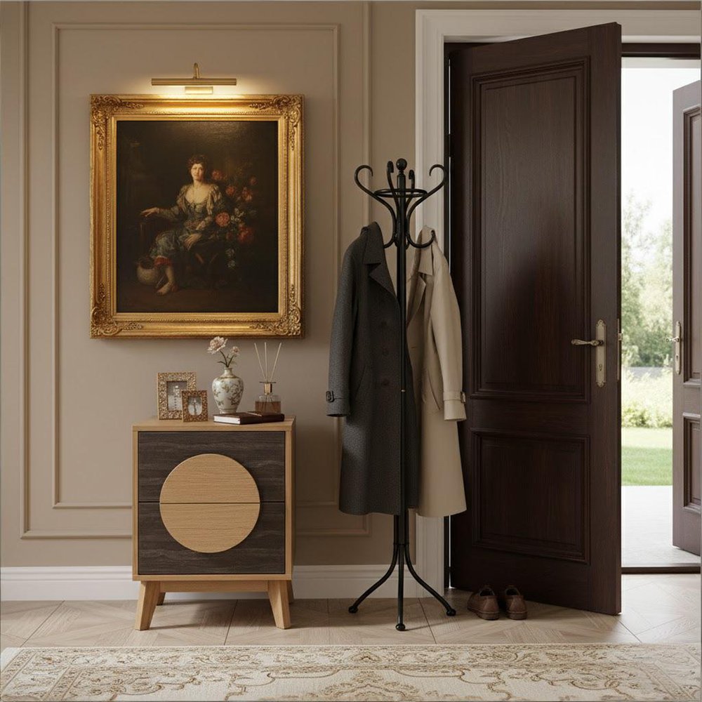 21" Oak And Dark Brown Solid Wood Square Two Drawer Nightstand HomeRoots