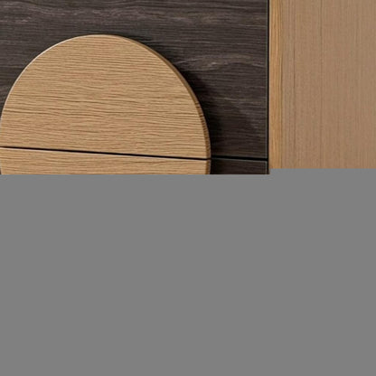Set of Two 21" Oak And Dark Brown Solid Wood Square Two Drawer Nightstands HomeRoots