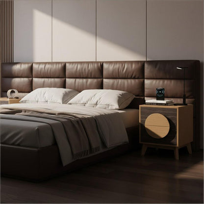 Set of Two 21" Oak And Dark Brown Solid Wood Square Two Drawer Nightstands HomeRoots