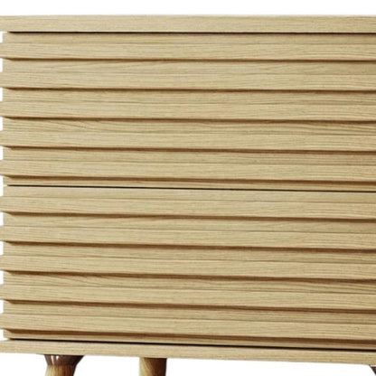 23" Natural Solid Wood Ribbed Texture Two Drawer Nightstand HomeRoots