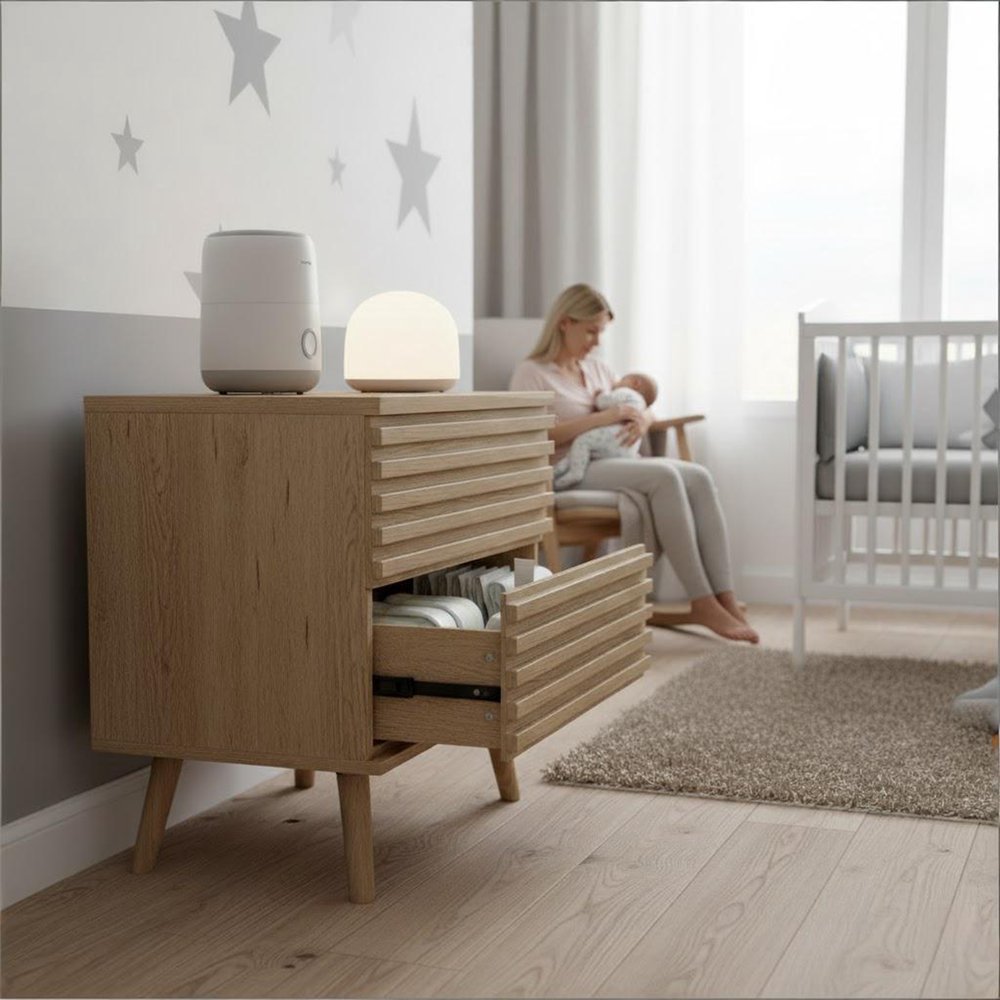 23" Natural Solid Wood Ribbed Texture Two Drawer Nightstand HomeRoots