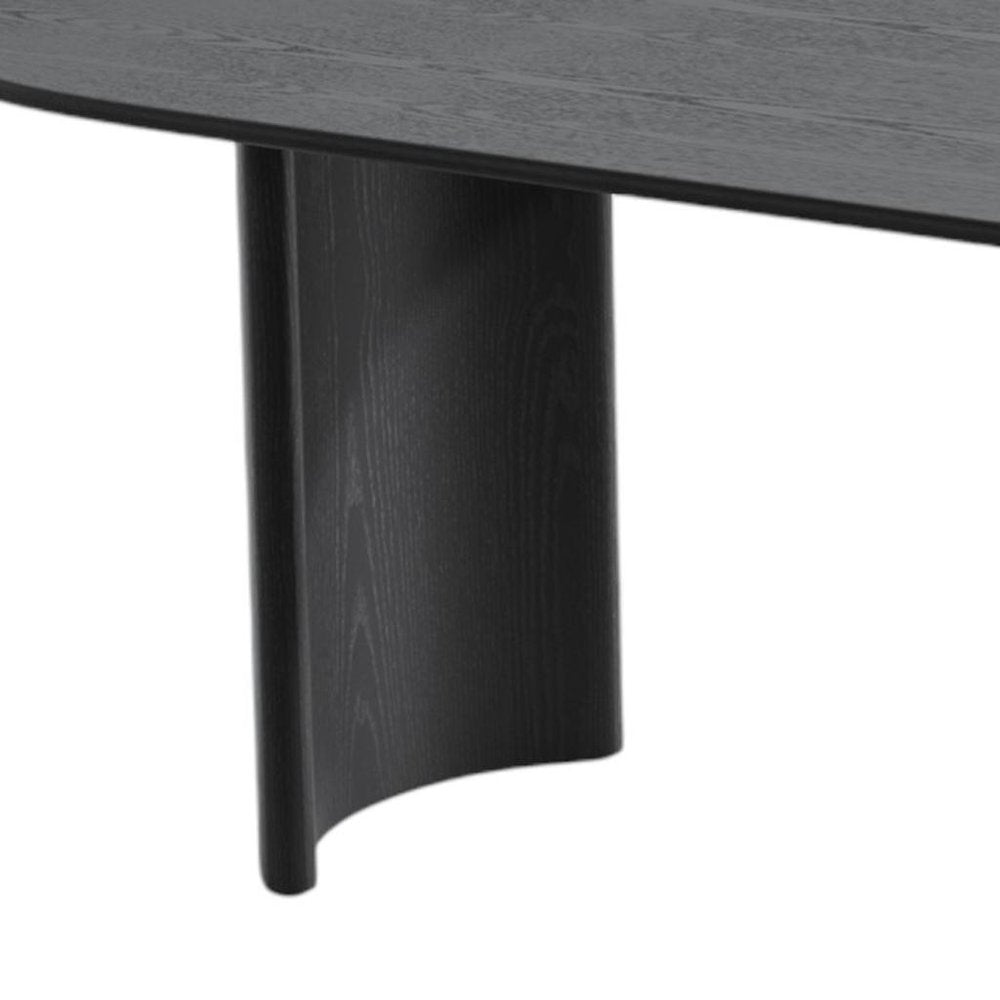 79" Black Solid Wood Double Pedestal Base Oval Dining Table HomeRoots