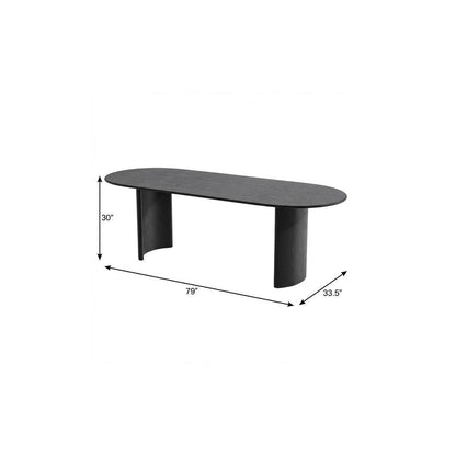 79" Black Solid Wood Double Pedestal Base Oval Dining Table HomeRoots