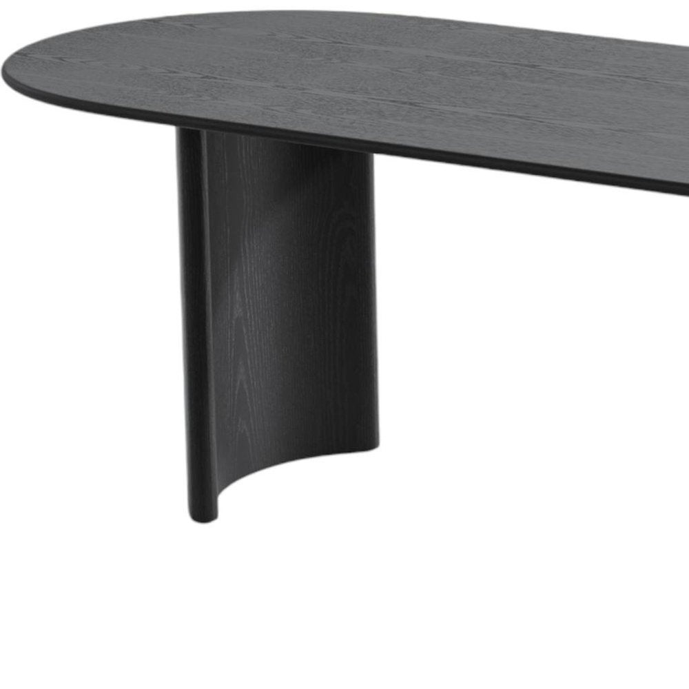 79" Black Solid Wood Double Pedestal Base Oval Dining Table HomeRoots