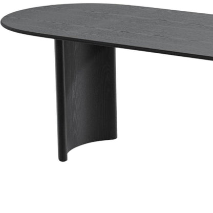 79" Black Solid Wood Double Pedestal Base Oval Dining Table HomeRoots