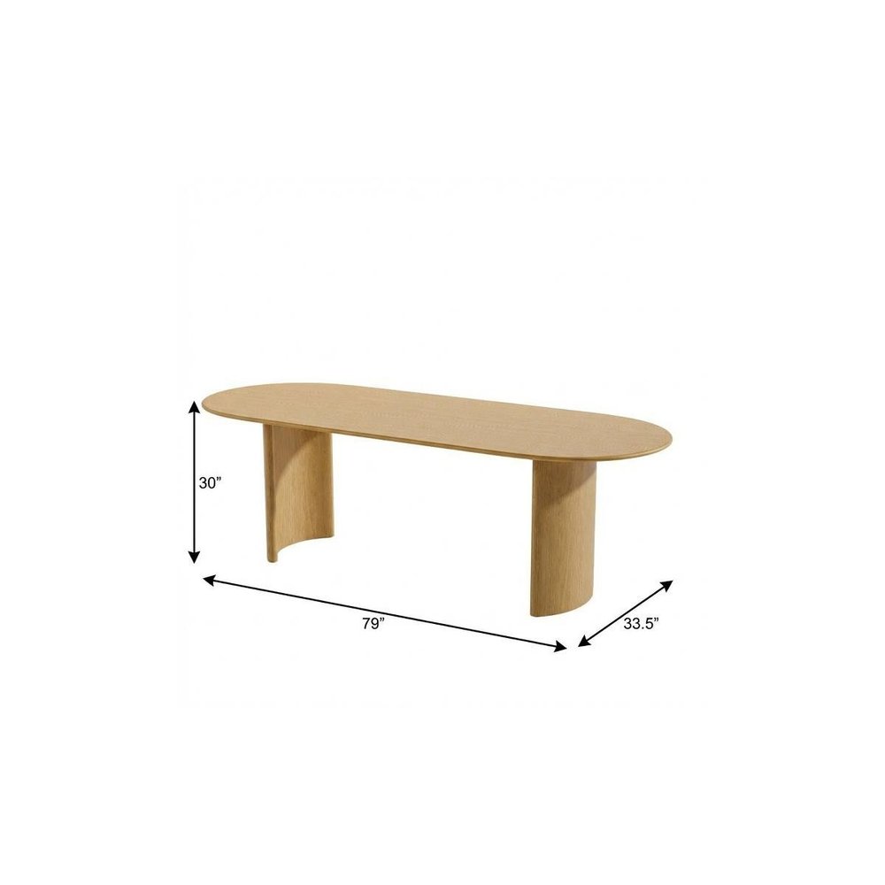 79" Natural Solid Wood Double Pedestal Base Oval Dining Table HomeRoots
